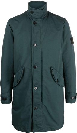 Stone Island logo-patch short parka - men - Polyester/Polyamide/Polyester - M - Green
