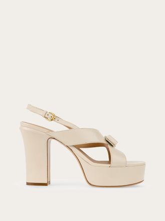 Ferragamo Donna Sandalo plateau fiocco Vara Bianco Taglia 36.5