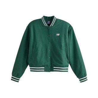 New Balance Jassen, Dames, Groen, S, Katoen, Sportswears Greatest Hits Varsity Jacket