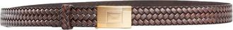 Taiga Takahashi basketweave pattern belt - men - Calf Leather - One Size - Brown