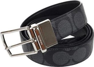 Coach Signature Mod Plaque Harness Cut To Size Reversible Belt - Heren - Riemen - Grijs - ONE Size - Leer - Accessoires