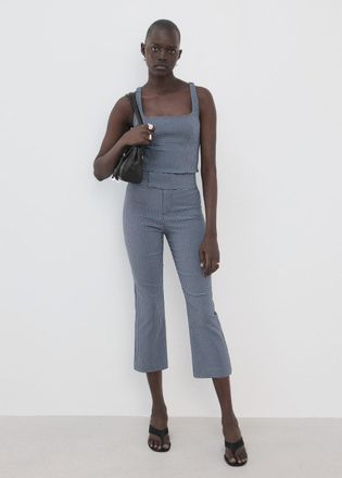 Mango Pantaloni quadri vichy crop blu - Donna - XXS - MANGO