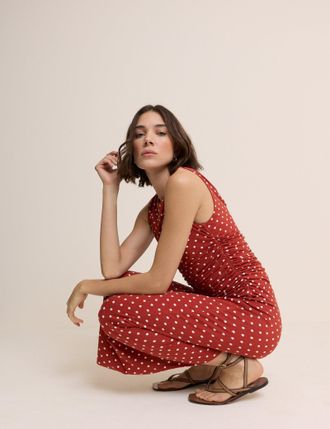 Nobody's Child Red Polka Dot Jennifer Jersey Midi Dress