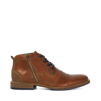 Dune London Mens Captains - Double Toe Cap Detail Leather Boots - Brown - Size UK 9