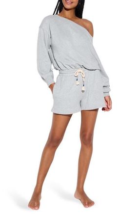 Spiritual Gangster La Vida Long Sleeves Cotton Blend French Terry Romper in Heather Grey at Nordstrom, Size X-Large