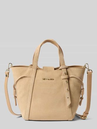 Hey Marly Handtasche mit Label-Applikation Modell Pretty Wonder Suede S in Sand, Gr&ouml;&szlig;e 1