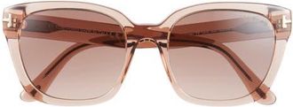 Tom Ford Haylay 53mm Square Sunglasses in Light Brown /Gradient Brown at Nordstrom