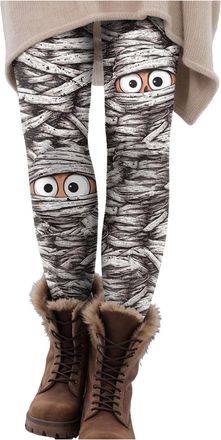 Generic Halloween Themed Athletic Leggings for Women - Elasticated High Waist Yoga Pants with Fun Spooky Prints, Perfect for Workout & Celebration (14-Grey, X