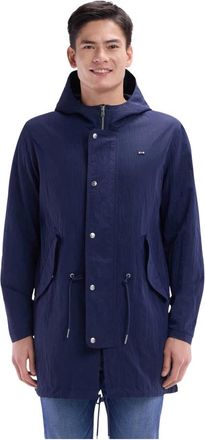 Eden Park Lichtgewicht Parka met Ge&iuml;ntegreerde Capuchon - Heren - Parka Jassen - Blauw - L - Jassen