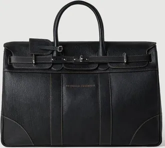 Brunello Cucinelli Grained calfskin country bag in Black at Nordstrom