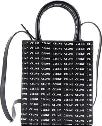 Celine Vertical Cabas All Over Logo Print Leather Mini tote bag - Zwart