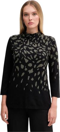 Joseph Ribkoff Trui met dierenprint - Dames - Ronde hals truien - Zwart - M - Truien & Vesten