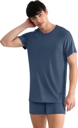 sloggi T-Shirt SLOGGI SLG Base Soft, Herren, Gr. XXL, cloudy blau, Piqu&eacute;, Obermaterial: 61% Modal, 32% Polyamid, 7% Elasthan, Basic h&uuml;ftbedeckend, Rundhals, 