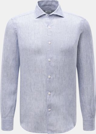 Braun Hamburg Men - Linen shirt shark collar navy/white striped