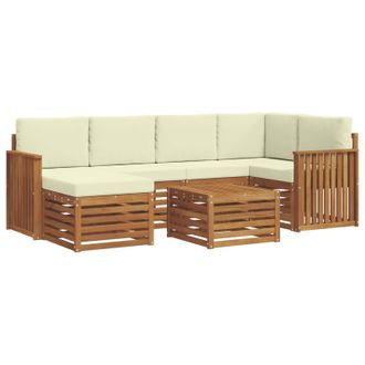 vidaXL Conjunto De Sof&aacute; Seccional Con Coj&iacute;n 7 Pcs Natural Y Crema Vidaxl