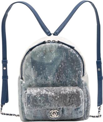 Chanel Pre-owned Pailletten Rugzak - Dames - Vintage Rugzakken - Blauw - ONE Size - Pailletten - Vintage