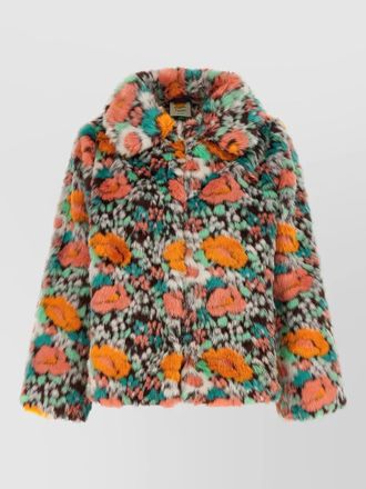 Farm Rio faux fur floral-print coat