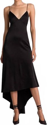 Alice & Olivia Luciana Open Back Asymmetrical Slip Dress In Black
