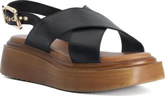 Dune London Womens Ladies Lovess - Wooden Sole Flatform Sandals - Black - Size UK 3