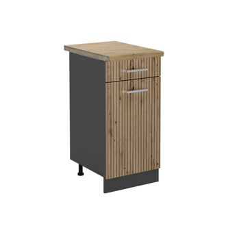 Vicco Mueble Bajo De Cocina R-line, Roble Artesanal, 40 Cm, Et Roble, Vicco
