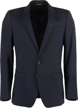 Dolce & Gabbana Enkelrijig kostuumjas van scheerwol - Heren - Blazers - Blauw - S - Wol - Jassen