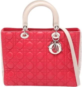 Dior Pre-owned Lady Dior Leather 2way Handbag - Dames - Vintage Handtas - Roze - ONE Size - Leer - Vintage