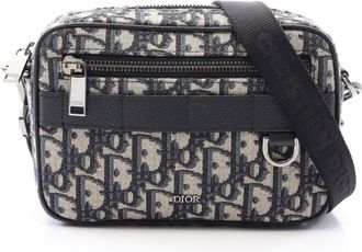 Dior Black Ivory Navy Canvas Leather Handbag Shoulder Bag (Pre-Owned)