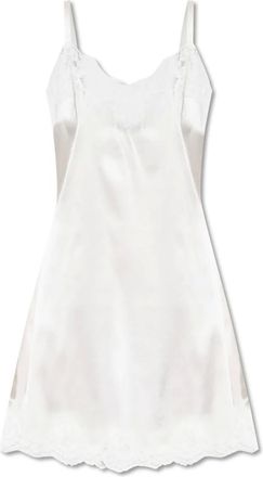 Dolce & Gabbana Nachtkleding, Dames, Wit, S, Satijn, Satijnen hemdje met kanten afwerking