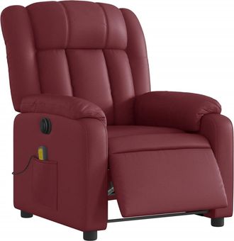 vidaXL Vidaxl - Sill&oacute;n Masaje Reclinable El&eacute;ctrico Cuero Sint&eacute;tico Rojo Tinto