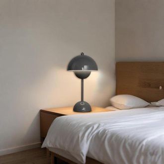 OEM L&aacute;mpara De Mesa, Gris, Regulable, Inal&aacute;mbrica Y Usb, L&aacute;mpara De Mesa Recargable, L&aacute;mpara De Mesa A Pilas Y Recargable, Luz Nocturna, 30 Cm