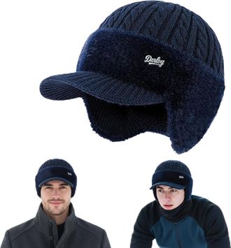 Generic Torocky Coldshield Trapper Hat with Ear Flaps and Wool Brim, Torocky Trapper Blocking Knitted Hats, Warm Winter Cozy Lined Aviator Hat Soft Breathable