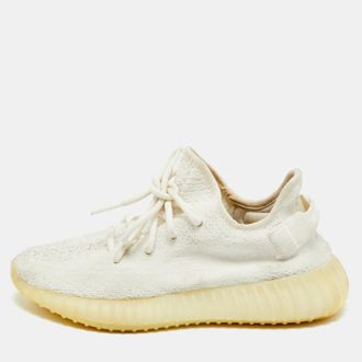 adidas Boost 350 V2 Size 37.5 White Knit Fabric Low Top Sneakers