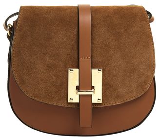 Cluty Umh&auml;ngetasche CLUTY, Damen, Gr. B/H/T: 22cm x 20cm x 6cm onesize, braun (cognac), Leder, beschichtet, Taschen Umh&auml;ngetasche, echt Leder, Made in Italy