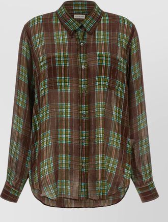 Dries Van Noten silk checked long-sleeve shirt