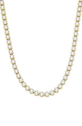 Argento Vivo Round Cubic Zirconia Bezel Tennis Necklace in Gold/cubic Zirconia at Nordstrom