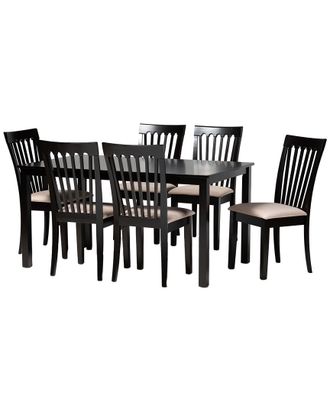 Baxton Studio Dnu Unprofitable Baxton Studio Minette Modern & Contemporary Upholstered Espresso Brown Finished Wood 7Pc Dining Set