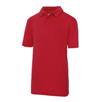 Just Cool Just Cool Kids Unisex Sports Polo Plain Shirt (9-11) (Fire Red)