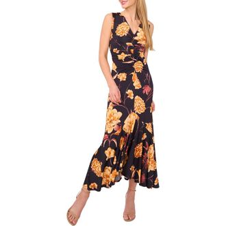 Ted Baker Floral Center Ruched Sleeveless Maxi Dress in Baritone Blue at Nordstrom Rack, Size X-Large