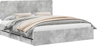 vidaXL Estructura De Cama Gris Concreto 180 X 200 Cm Madera Ingenieril Vidaxl