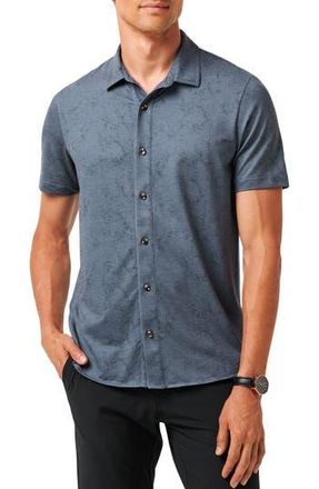Travis Mathew Featherweight Tides Short Sleeve Button-Up Shirt in Mood Indigo/Vintage Indigo at Nordstrom Rack, Size Small