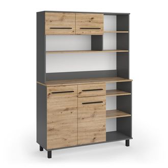 Vicco Buffet De Cocina Pure, Roble Artesanal/antracita, 120.2 X 177 Cm, Vicco