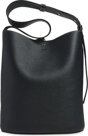 LI&Eacute; STUDIO Norma Leather Bucket Tote in Black Grosgrain at Nordstrom