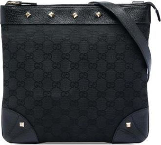 Gucci Pre-owned Canvas Crossbody Bag - unisex - Vintage Schoudertas - Zwart - ONE Size - Leer - Vintage