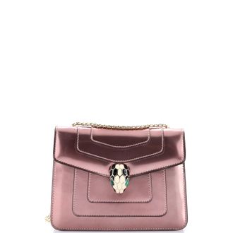 Bulgari Serpenti Forever Square Shoulder Bag Metallic Leather Small