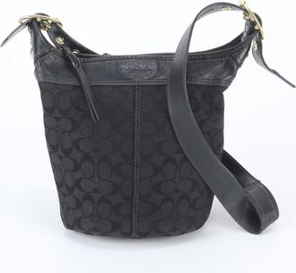 Coach Black Leather Canvas Handbag Shoulder Bag Tote Bag (Pre-Owned)