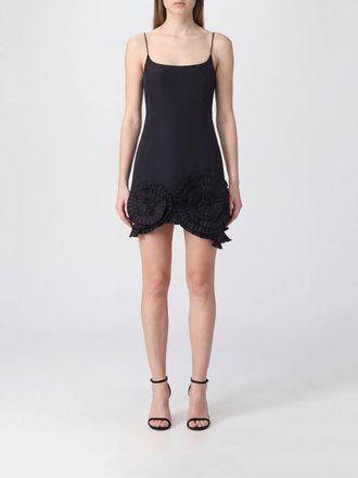Blumarine Mini abito a tubino in taffet&agrave; con scollo quadrato e fiore applicato