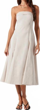 Astr Kyla Fitted Strapless Midi Dress In Tan