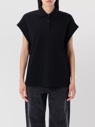 Saint Laurent cassandra polo top cap sleeves