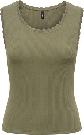 Only Tanktop ONLY ONLLUNI S/L TANK TOP CS JRS, Damen, Gr. XL, kalamata, Jersey, Obermaterial: 57% Baumwolle, 38% Polyester, 5% Elasthan, unifarben, regular