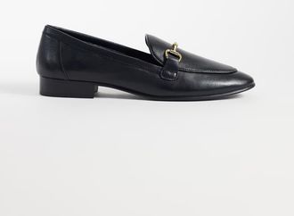 Mango mocassini neri in pelle con dettaglio snaffle-Nero